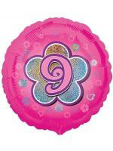 Picture of PINK FLOWERS FOIL BALLOON  9 HOLOGRAPHIC 18 INCH